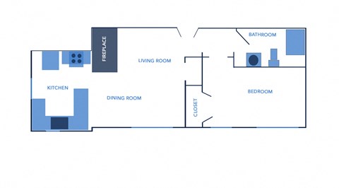 a floor plan of a living room with a kitchen and a dining room
